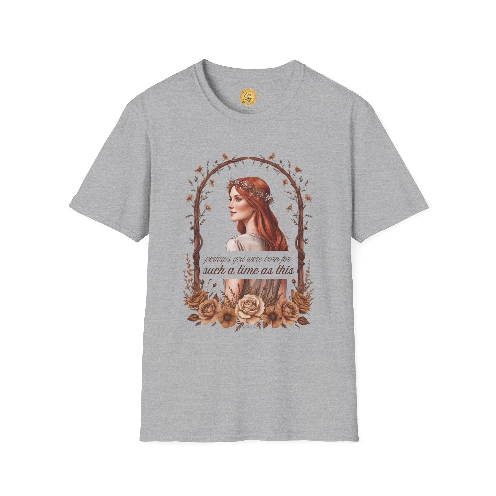 Vintage Floral Portrait T-Shirt — "Such a Time as This" Inspirational Tee