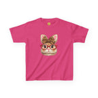 Dark Pink t-shirt with a graphic design featuring a Bunny with red glasses and a leopard print bow, on a white background