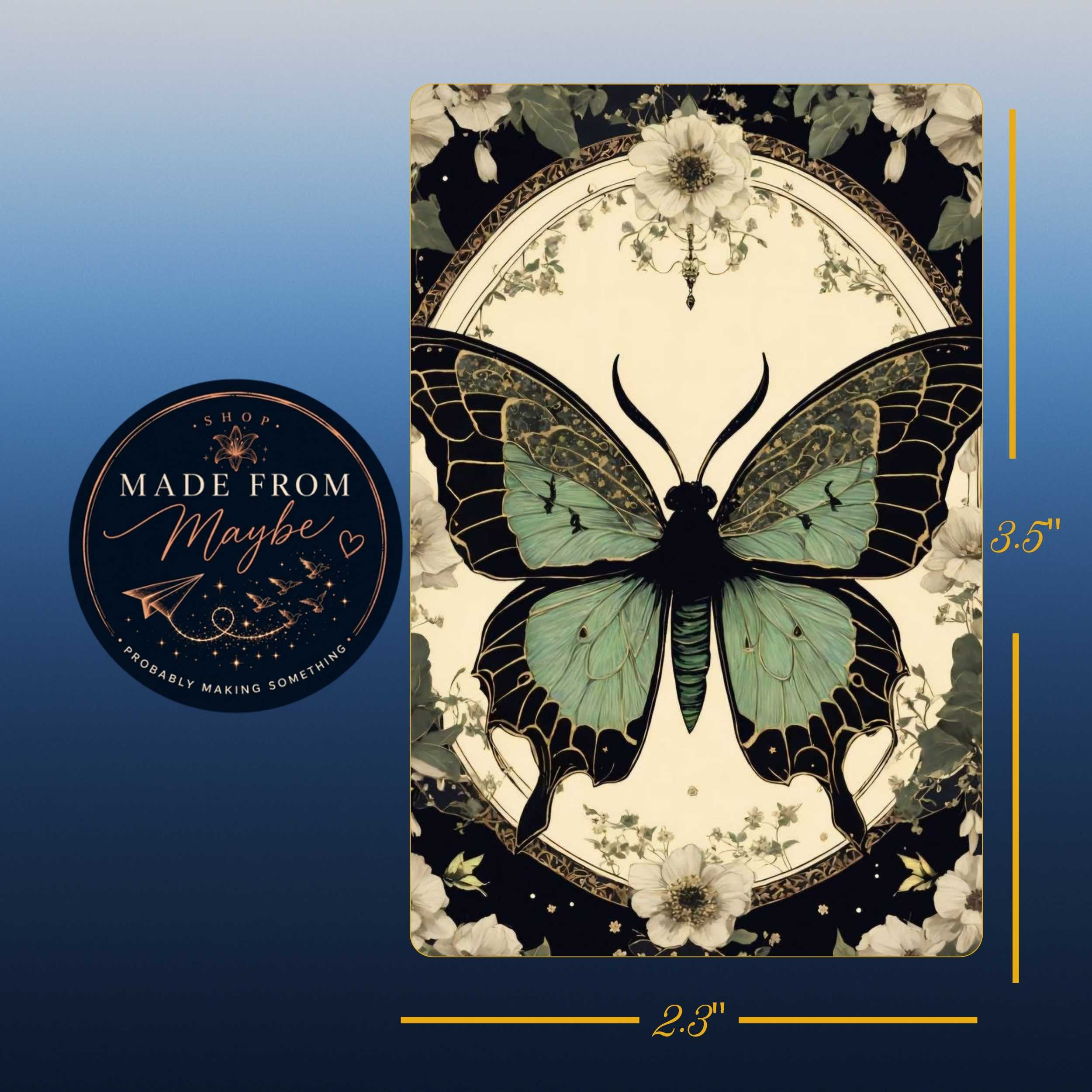 Green and Black Butterfly Sublimated Fridge Magnet – Decorative Kitchen Magnet