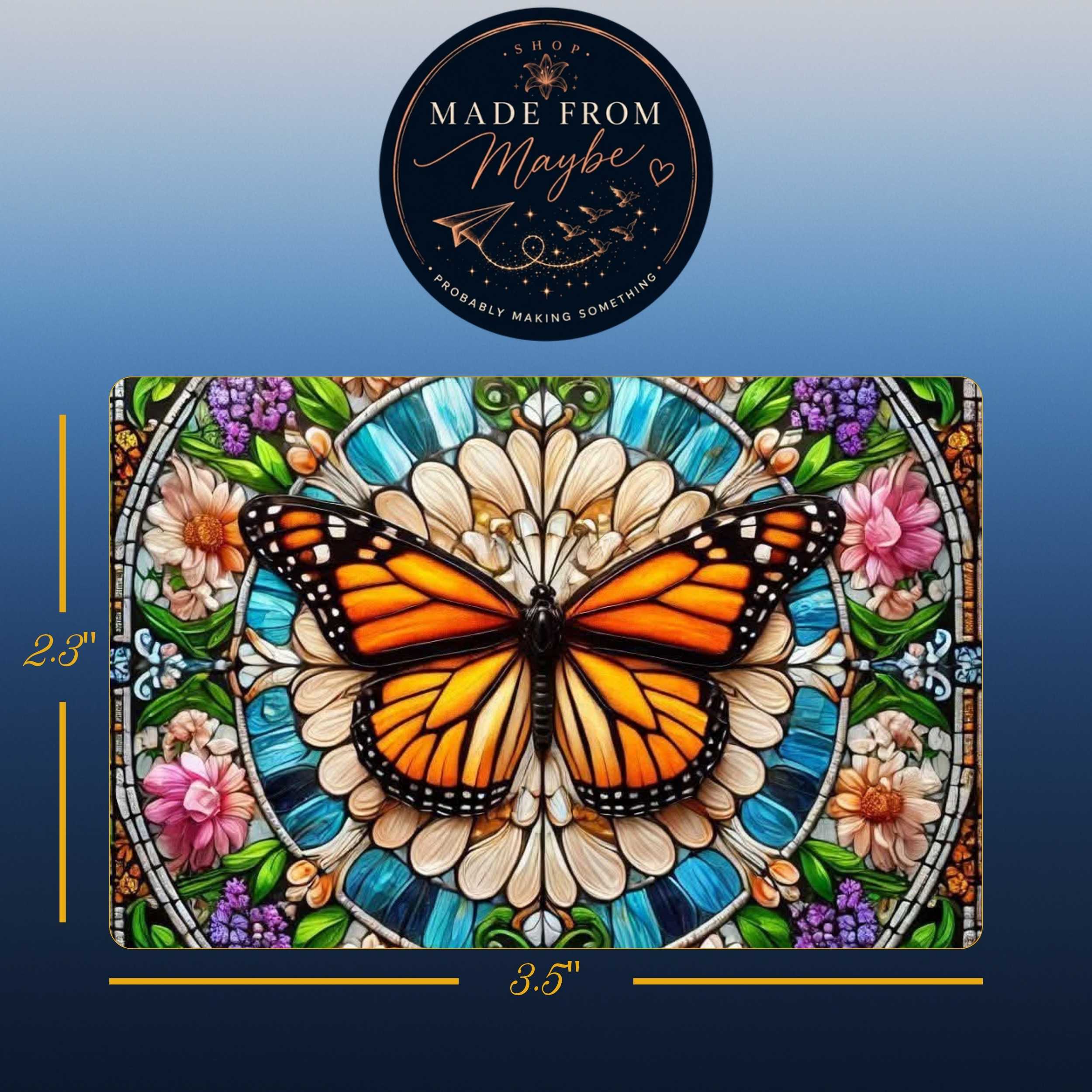 Stain Glass Butterfly Sublimated Fridge Magnet – Decorative Kitchen Magnet